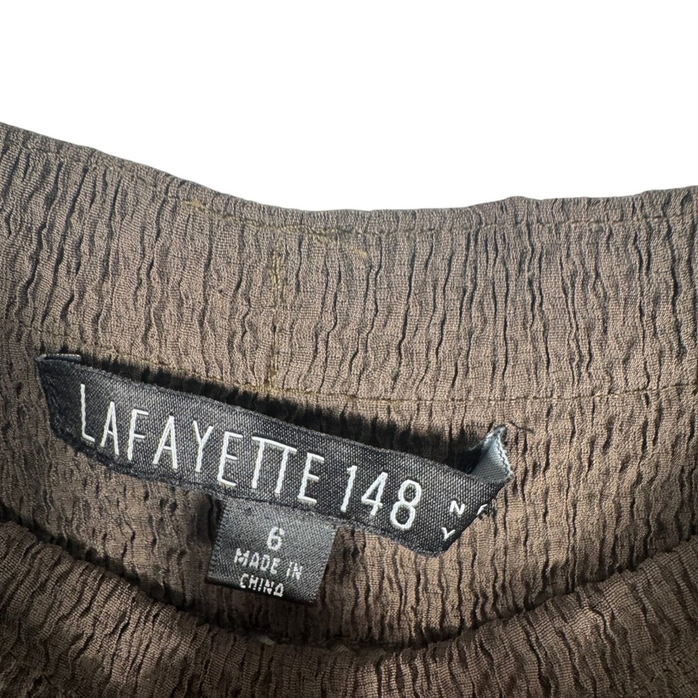 Lafayette 148 New York Silk Blend Bubble Hem Skirt Womens 6 Bronze Brown Smocked - Picture 4 of 7